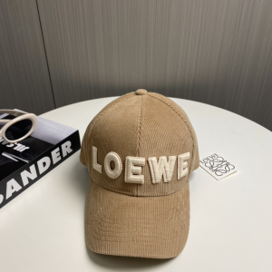 Loewe Logo Beige Velvet Baseball Cap Hat