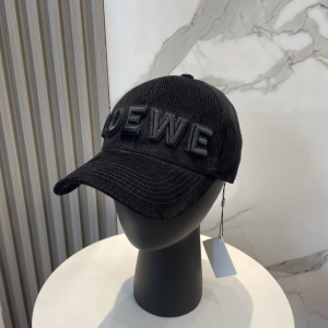 Loewe Logo Black Velvet Baseball Cap Hat