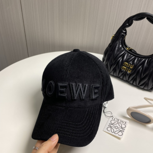 Loewe Logo Black Velvet Baseball Cap Hat