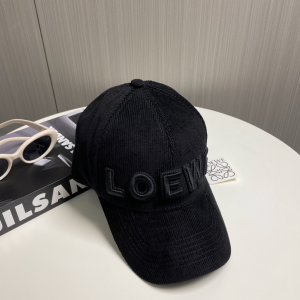 Loewe Logo Black Velvet Baseball Cap Hat
