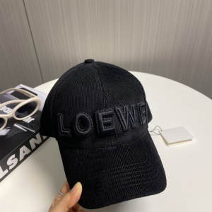Loewe Logo Black Velvet Baseball Cap Hat