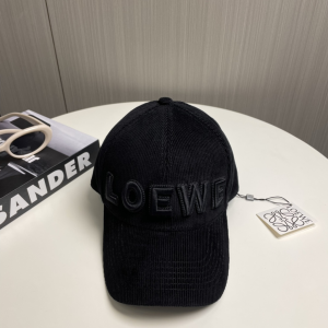 Loewe Logo Black Velvet Baseball Cap Hat