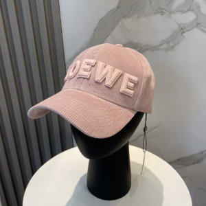 Loewe Logo Pink Velvet Baseball Cap Hat