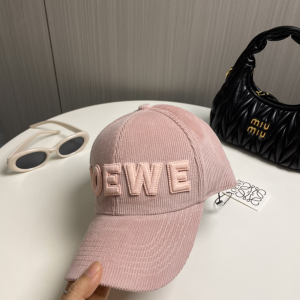 Loewe Logo Pink Velvet Baseball Cap Hat