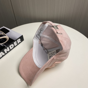 Loewe Logo Pink Velvet Baseball Cap Hat