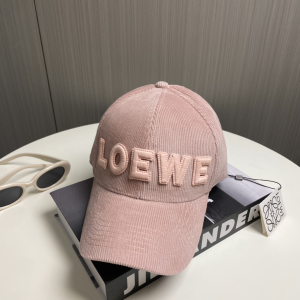 Loewe Logo Pink Velvet Baseball Cap Hat