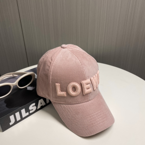 Loewe Logo Pink Velvet Baseball Cap Hat