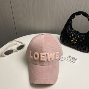 Loewe Logo Pink Velvet Baseball Cap Hat