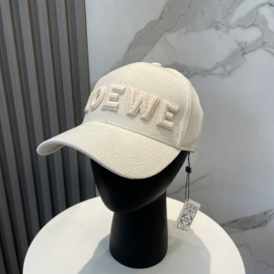 Loewe Logo White Velvet Baseball Cap Hat