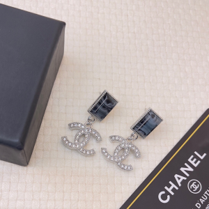 Chanel Crystal CC Logo Pendant Earrings