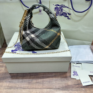 Burberry Micro Peg Chain Hobo Shoulder Bag Green Burberry Micro Peg Chain Hobo Shoulder Bag Green