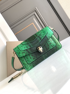 Bvlgari Bulgari Serpenti Forever East West Green Python Leather Shoulder Bag Bvlgari Bulgari Serpenti Forever East West Green Python Leather Shoulder Bag
