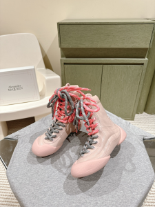 Alexander Mcqueen Flexion Soft Pink Leather Lace Up Sneaker Boots Alexander Mcqueen Flexion Soft Pink Leather Lace Up Sneaker Boots