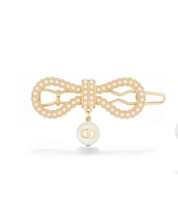 Dior Pearl Bow Charms Hair Clip