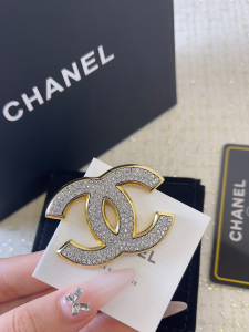 Chanel Crystal CC Logo Brooch