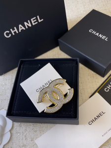 Chanel Crystal CC Logo Brooch