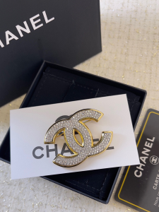 Chanel Crystal CC Logo Brooch