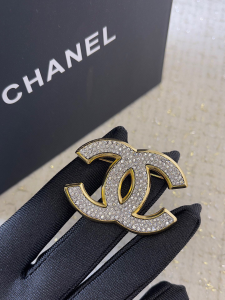 Chanel Crystal CC Logo Brooch