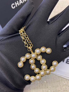 Chanel Pearls CC Logo Pendant Necklaces