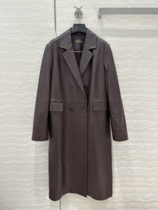Loewe Double Breasted Long Coat Dark Chocolate Nappa Lambskin Loewe Double Breasted Long Coat Dark Chocolate Nappa Lambskin