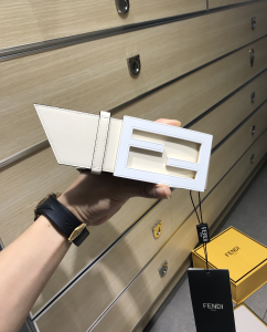 Fendi Baguette FF Logo Wide Leather Belt White Fendi Baguette FF Logo Wide Leather Belt White