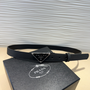Prada Triangle Logo Buckle Saffiano Leather Belt Black Prada Triangle Logo Buckle Saffiano Leather Belt Black
