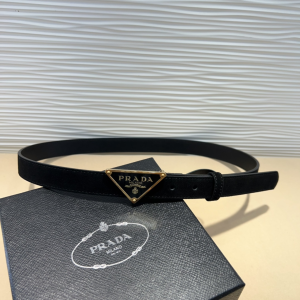Prada Triangle Logo Buckle Suede Leather Belt Black Prada Triangle Logo Buckle Suede Leather Belt Black