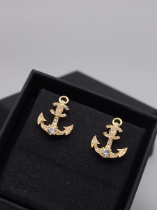 Chanel Crystal CC Gold Anchor Earrings