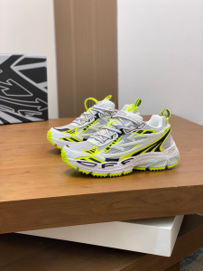 Off White Be Right Mesh and Leather Sneaker Green White Off White Be Right Mesh and Leather Sneaker Green White