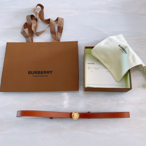 Burberry TB Brown Leather Belt 20MM