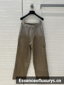 Gucci Embossed GG Canvas Pant with Crystals Beige Gucci Embossed GG Canvas Pant with Crystals Beige