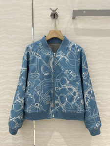 Hermes Eperon Dor Finesse Bomber Jacket Blue Double Stretch Cotton Twill Hermes Eperon Dor Finesse Bomber Jacket Blue Double Stretch Cotton Twill