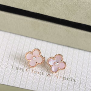 Van Cleef Arpels VCA Vintage Alhambra Earrings Pink Van Cleef Arpels VCA Vintage Alhambra Earrings Pink