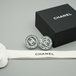 Chanel CC Logo Round Earrings
