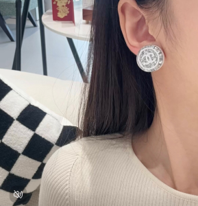Chanel CC Logo Round Earrings