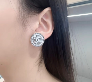 Chanel CC Logo Round Earrings