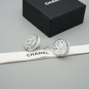 Chanel CC Logo Round Earrings