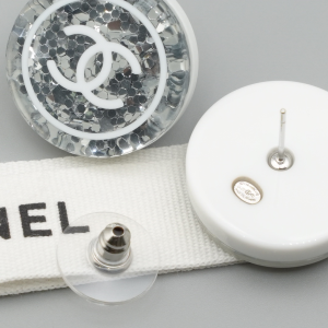 Chanel CC Logo Round Earrings