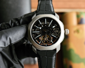 Bvlgari Bulgari Octo Roma Tourbillon Sapphire Alligator Bracelet Leather Watch Black Bvlgari Bulgari Octo Roma Tourbillon Sapphire Alligator Bracelet Leather Watch Black