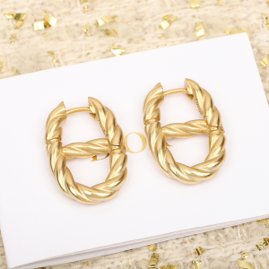 Dior CD Navy Earrings Gold