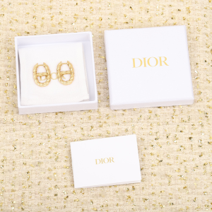 Dior CD Navy Earrings Gold