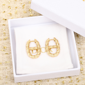 Dior CD Navy Earrings Gold