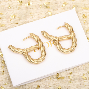 Dior CD Navy Earrings Gold