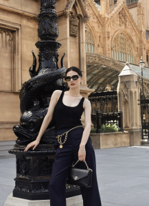 Chanel Chain and Leather Belt Black