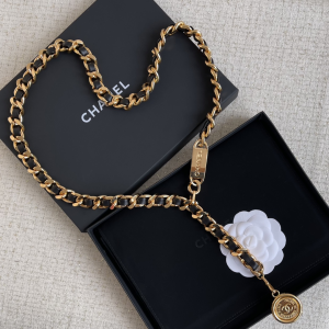 Chanel Chain and Leather Belt Black