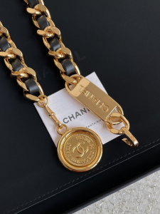 Chanel Chain and Leather Belt Black