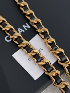 Chanel Chain and Leather Belt Black