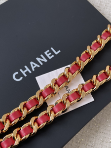 Chanel Chain and Leather Belt Red