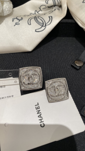 Chanel Crystal CC Rectangle Earrings