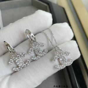 Chanel Crystals CC Logo Pendant Necklace